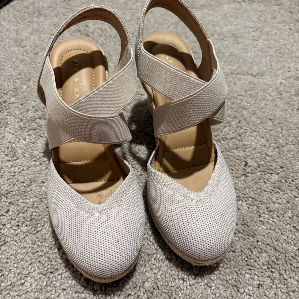 Kelly & Katie Cream Wedge Sandals